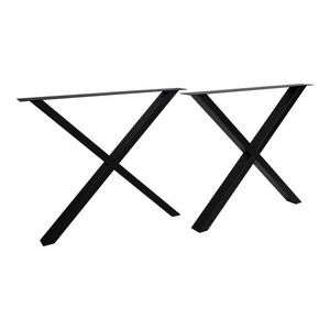 Acél lábak étkezőasztalhoz, X alakú, 2 db, fekete - GLACON - Butopêa kép
