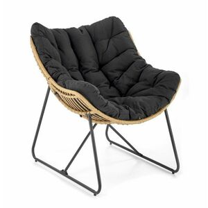 Rattan fotel, fekete párnával, fekete acél - CLAUDINE - Butopêa kép
