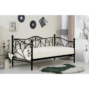 Egyszemélyes ágy, fém kerettel, fekete, 90 cm - VOIE LACTEE - Butopêa kép