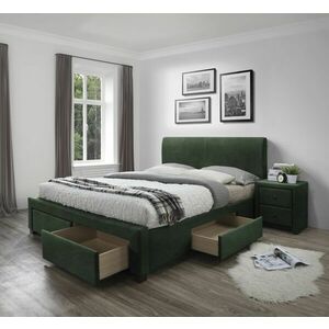 Kétszemélyes ágy, tárolóhellyel, sötétzöld, 160 cm - URANUS - Butopêa kép