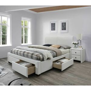 Kétszemélyes ágy, tárolóhellyel, fehér, 160 cm - URANUS - Butopêa kép