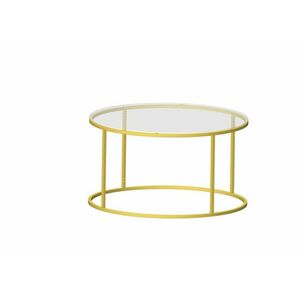 Üveg dohányzóasztal, arany színű, fém kerettel - EVRY - Butopêa kép