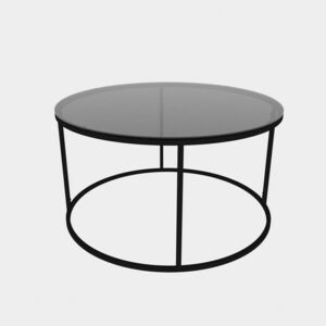 Üveg dohányzóasztal, fekete, fém kerettel, kerek, 100 cm - CHATILLON - Butopêa kép