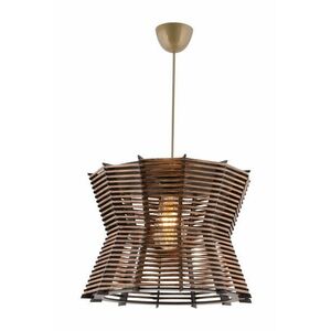 Mennyezeti lámpa, fa és bambusz utánzat búrával, állítható kábellel, barna - AQUITAINE - Butopêa kép