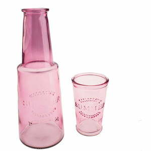 Rózsaszín üveg kancsó pohárral, 800 ml - Dakls kép
