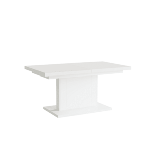 Kihúzható étkező/dohányzóasztal, fehér matt, 120-180x70 cm, OLION kép
