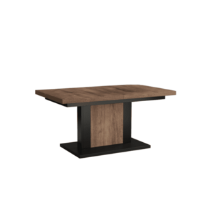 Kihúzható étkező/dohányzóasztal, barna tölgy/fekete, 120-180x70 cm, OLION kép