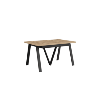 Kihúzható étkezőasztal, wotan tölgy/fekete, 140-290x90 cm, AVENY kép