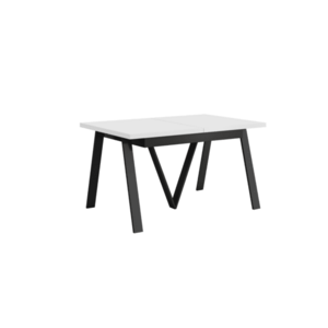 Kihúzható étkezőasztal, matt fehér/fekete, 140-290x90 cm, AVENY kép