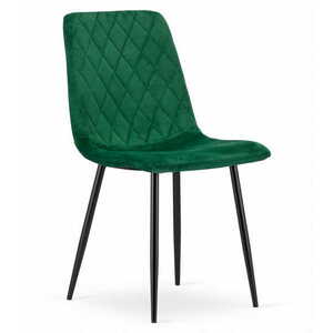 Zöld bársony szék TURIN fekete lábakkal kép