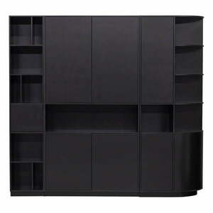 Fekete borovi fenyő moduláris könyvespolc 228x210 cm Finca – WOOOD kép