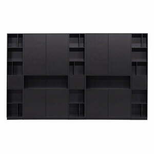 Fekete borovi fenyő moduláris könyvespolc 340x210 cm Finca – WOOOD kép