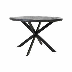 Fekete kerek étkezőasztal akácfa asztallappal ø 140 cm Yellov – Light & Living kép