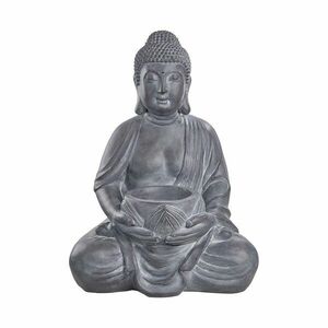 BUDDHA szobor tartóval, antracit szürke 68 cm kép