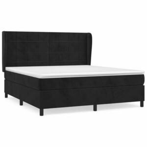 vidaXL fekete bársony rugós ágy matraccal 180x200 cm kép