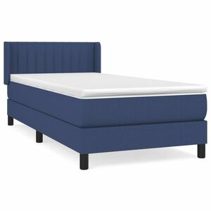 Kék szövet rugós ágy matraccal 90 x 200 cm kép