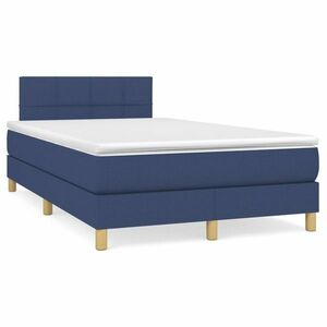 vidaXL kék szövet rugós ágy matraccal 120 x 200 cm kép