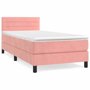 vidaXL rózsaszín bársony rugós ágy matraccal 90 x 200 cm kép