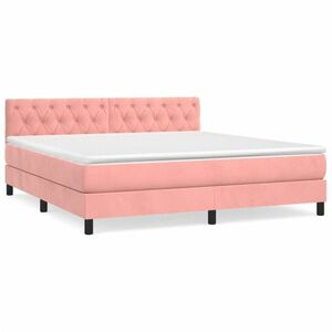 Rózsaszín bársony rugós ágy matraccal 120 x 200 cm kép
