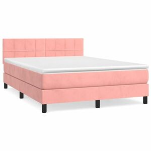 vidaXL rózsaszín bársony rugós ágy matraccal 140x200 cm kép