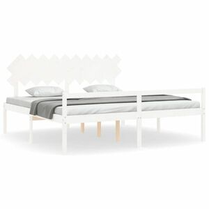 vidaXL fehér tömör fa ágy időseknek fejtámlával 200x200 cm kép