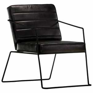 vidaXL fekete valódi bőr dönthető fotel kép
