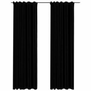 vidaXL 2 db fekete vászonhatású sötétítőfüggöny kampókkal 140 x 225 cm kép