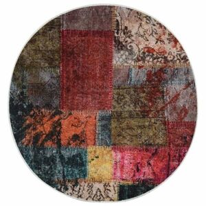 vidaXL többszínű foltvarrott csúszásmentes mosható szőnyeg φ120 cm kép