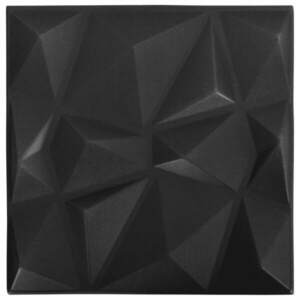 vidaXL 12 darab gyémánt fekete 3D fali panel 50 x 50 cm 3 m² kép