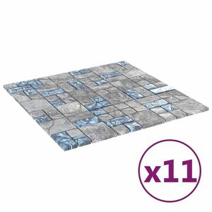 vidaXL 11 db szürke-kék üveg mozaikcsempe 30 x 30 cm kép