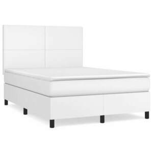 Fehér műbőr ágy matraccal 140 x 200 cm kép
