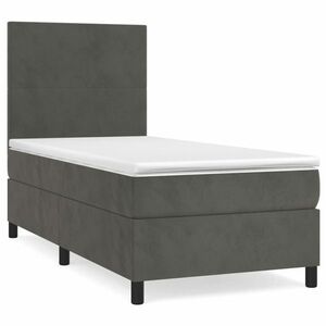 vidaXL sötétszürke bársony rugós ágy matraccal 90x190 cm kép