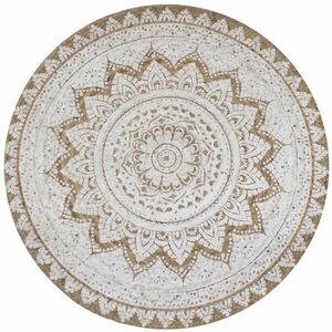 vidaXL kör alakú, fonott juta szőnyeg nyomott mintával 150 cm kép