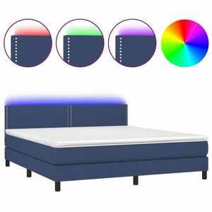 vidaXL kék szövet rugós és LED-es ágy matraccal 160x200 cm kép