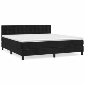 Fekete bársony rugós ágy matraccal 160x200 cm kép