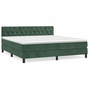 Sötétzöld bársony rugós ágy matraccal 160x200 cm kép