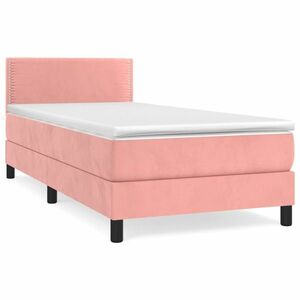 Rózsaszín bársony rugós ágy matraccal 90 x 190 cm kép