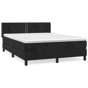 vidaXL fekete bársony rugós ágy matraccal 140x200 cm kép