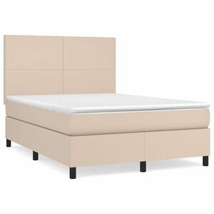 vidaXL cappuccino színű műbőr rugós ágy matraccal 140 x 200 cm kép