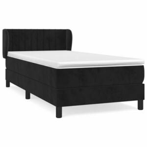 vidaXL fekete bársony rugós ágy matraccal 90x190 cm kép