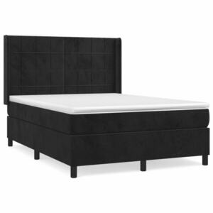 vidaXL fekete bársony rugós ágy matraccal 140 x 190 cm kép
