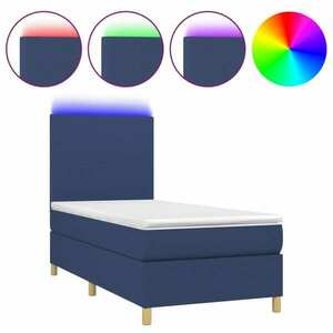 vidaXL kék szövet rugós és LED-es ágy matraccal 100x200 cm kép