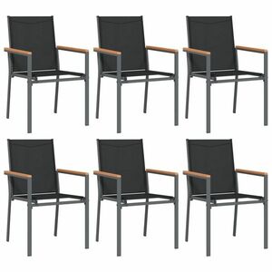 vidaXL 6 db fekete textilén és acél kerti szék 55x61, 5x90 cm kép