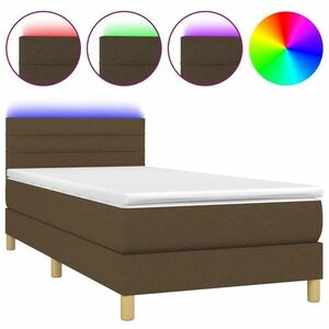 vidaXL barna szövet rugós és LED-es ágy matraccal 90x190 cm kép