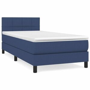 vidaXL kék szövet rugós ágy matraccal 90 x 200 cm kép