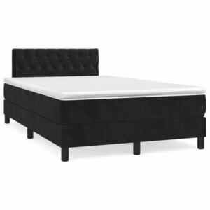 vidaXL fekete bársony rugós ágy matraccal 120 x 200 cm kép