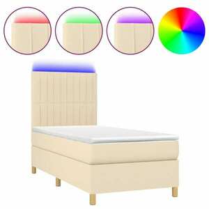 vidaXL krémszínű szövet rugós és LED-es ágy matraccal 80 x 200 cm kép