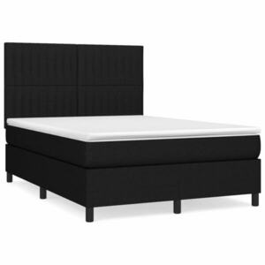 vidaXL fekete szövet rugós ágy matraccal 140 x 200 cm kép