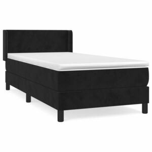vidaXL fekete bársony rugós ágy matraccal 90 x 200 cm kép