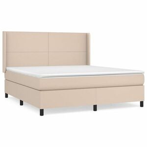 vidaXL cappuccino színű műbőr rugós ágy matraccal 180 x 200 cm kép